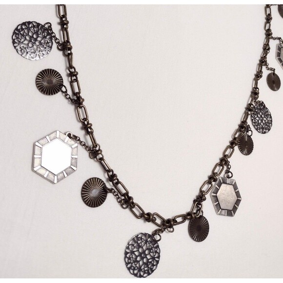 Chico's Jewelry - Chico's Necklace Silver Tone Embossed Charms Long 40"